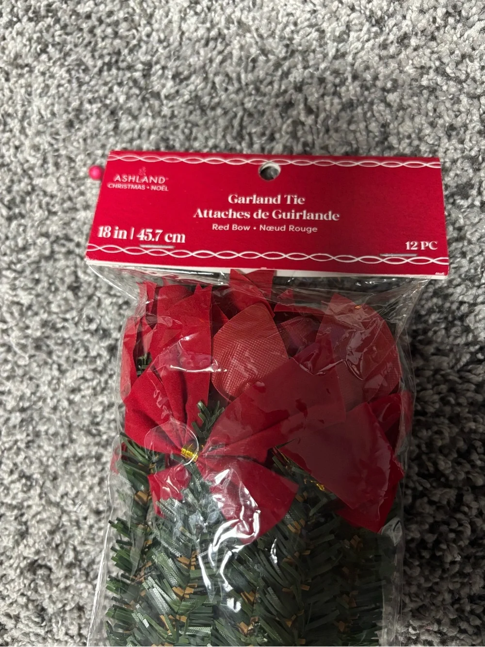 Ashland Red Holiday Garland Tie Bows